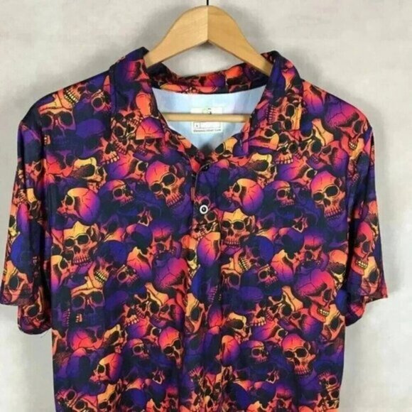 Obnoxious Golf OG Performance Golf Polo Shirt - Skull Print NEW Size SMALL - Picture 4 of 9